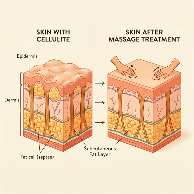 셀룰라이트의 구조 — 피부 단면도