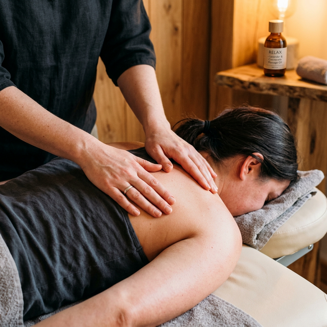 테라피스트의 부드러운 손길이 닿는 따뜻한 관리 공간